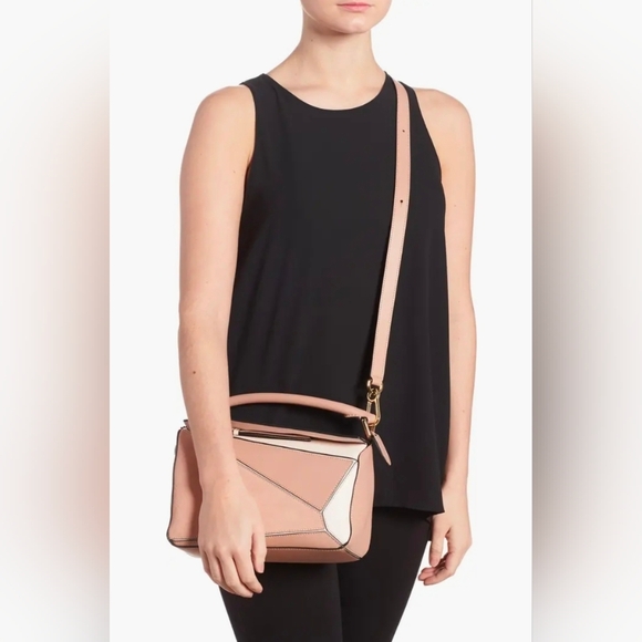 MSRP $4800 Like New! Loewe Small Puzzle Bag Pink Tricolor Leather & Suede - Picture 12 of 16